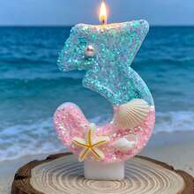 海洋系列藍色沙灘數字蠟燭 0-9，適用於生日蛋糕裝飾、節日派對、生日派對、成人派對、畢業典禮 - 查看 12