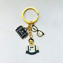 Father's Day DAD Theme Keychain, Thanksgiving Commemorative Key Chain, Gentleman Dad Key Pendant, Business Briefcase Mustache Glasses Design, Personalized Commemorative Keychain Portrait, Casual Zinc Alloy Keychain, All Year - Father's Day Keychain - View 1