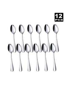2/4/6/12pcs Stainless Steel Coffee/Tea/Dessert Spoons, Suitable For Kitchen, Hotel, Cafe - Silver - View 8
