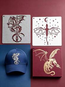 16PCS Hollow Dragon Pattern Stencils DIY For Wood, Ceramic, Fabric, Scrapbook, Gift Box Decoration, Reusable Spray Painting Printing Tool - Alien Dragon - View 5