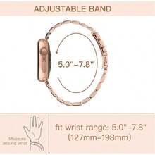 Compatible With Apple Watch Band 38/40/41/42/44/45/46/49mm Fashion Wristbands Women, Stainless Steel + Resin Metal Replacement For I Watch - Rose Gold - View 8