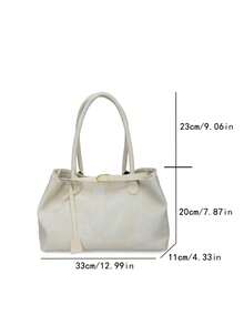 FEISTURE 1pc Large Capacity Strap Shoulder Tote Bag, Magnetic Closure, Suitable For Girls, Women, College Students, New Professionals And White-Collar Workers, Perfect For Work, Business, Commute, School - White - View 7