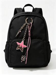 1pc Star Keychain, Y2K Style Dripping Star Bag Charm With Tassel And Rivet Details, Cute Aesthetic Key And Backpack Accessory - Multicolor - View 3
