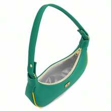 Women's Half-Moon Tote Shoulder Bag, Small, Sophisticated, Minimalist, Soft Leather - 綠色 - 查看 4