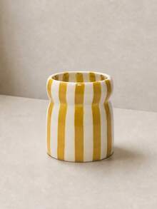 1pc Ceramic Striped Storage Canister, Tableware Organizer, Knife Holder, Eyebrow Pencil Makeup Tool Holder, Multiple Color Striped Patterns, Suitable For Kitchen Storage, Tableware Organization, Home Decor And Holiday Gifts - View 6