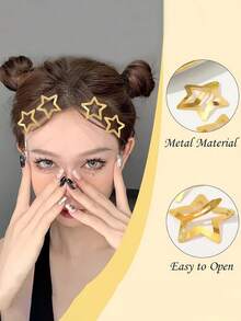 10 pièces/40 pièces/100 pièces Pinces à cheveux étoile à cinq branches Y2K, mignonnes pinces BB étoile or+argent aléatoires, convient aux filles et aux femmes pour un usage quotidien et décontracté, pour fixer les cheveux lâchés et les queues de cheval - Multicolore - Voir 5