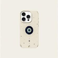 1pc TPU Evil Eye Star Moon Guardian Pattern Phone Case Compatible With IPhone 17 Pro Max/17/16 Pro Max/15/13/12/11/ S20 FE/A15/S24/A55/ Note 11/Note 12/Note 13 Pro Full Coverage Shockproof Soft Shell Protective Cover - White - View 5
