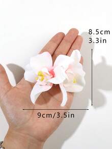 2件組粉色與白色花卉髮夾，側夾式碎髮固定夾，編髮造型裝飾，復古新中式風格，溫柔清新優雅，輕奢高端酷鹽風，適合旅行、海灘、度假、拍照、野餐、派對髮飾抓夾 - 彩色 - 查看 3