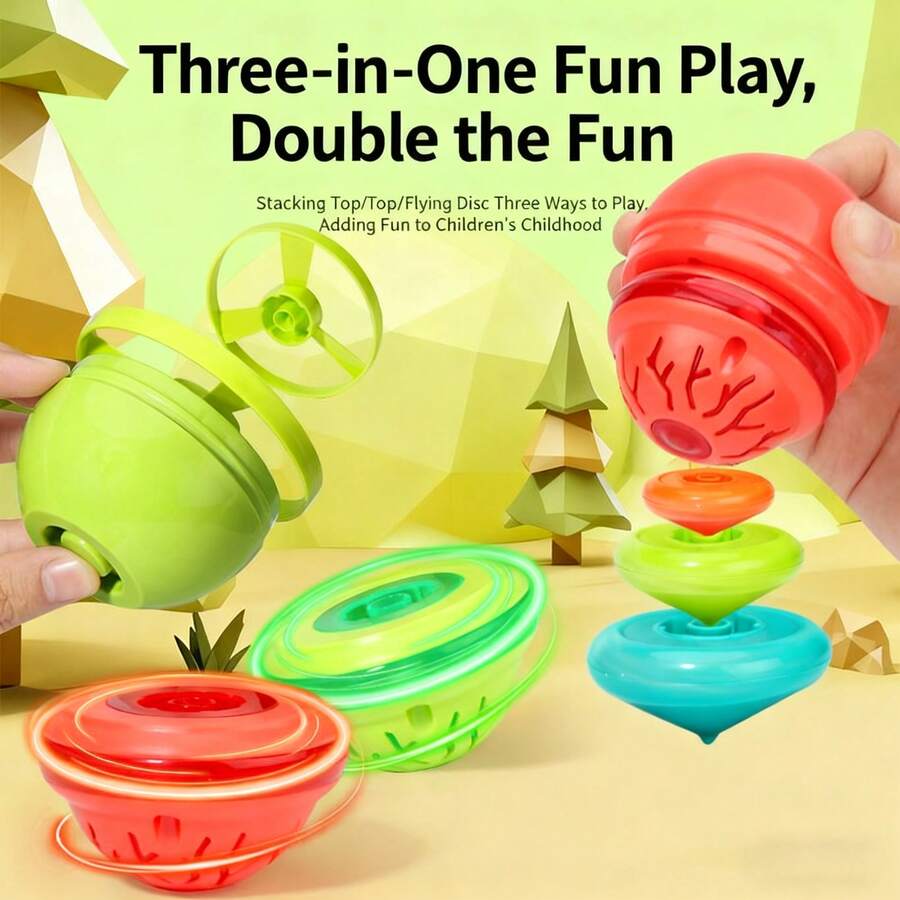 3-in-1 Spaß Gyroskop Flugscheibe Abschussgerät, Dinosaurier Ei Gyro, Kinder Flugspielzeug, UFO Outdoor Sport Propeller Dreh Gyro Spielzeug, Kinder Geschenk, Pädagogisches Wissenschaftsspielzeug Interaktives Spiel