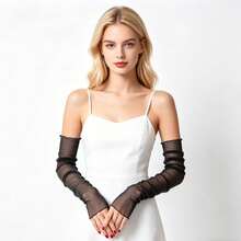 Women's Elegant Solid Color Long Gloves, Multi-Purpose Formal UV Protection Gloves, Wedding, Party, Ball, Valentine's Day, Driving Fashion Accessory - Pink - View 9