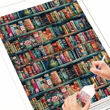5D Full Drill Round Diamond Painting Kit, Fantasy Bookshelf And Colorful Books, 11.81x15.75 Inches (30x40cm), Adult DIY Diamond Art, Library Bookshelf Home Decor, Relaxing Handmade Gift - round diamond - View 1