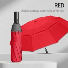 Paraguas de viaje talla grande resistente al viento (Compacto, probado a 100 MPH), Ligero & Portátil, Operación con una mano, Paraguas plegable automático, Duradero, Mango Premium, Adecuado para coche y mochila - Multicolor - Ver 13