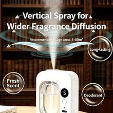 1pc Smart Aromatherapy Diffuser Humidifier Bathroom Air Freshener Ultrasonic Cool Mist Ultra Quiet 5-Speed Timer Essential Oil Diffuser Automatic Fragrance Mist Machine For Home Bedroom Office 300mAh - A - View 3