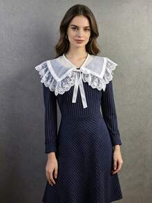 1件女款多色精緻刺繡手工重工純色波希米亞風聚酯纖維運動衫 秋冬新款假領時尚衛衣 - 彩色 - 查看 11