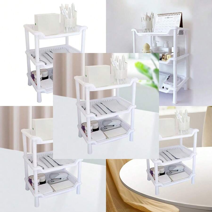 Bathroom Countertop Tray 3-Tier Countertop Organizer Removable Multifunctional Cosmetics Storage Shelf Rack for Small Spaces/1327 - como en la imagen - Ver 1