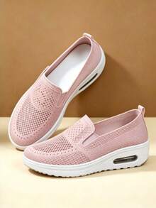 New Women Comfortable Breathable Low-Top Casual Sneakers, Preppy College Style Fashion Vacation Street Wear - 粉色 - 查看 1
