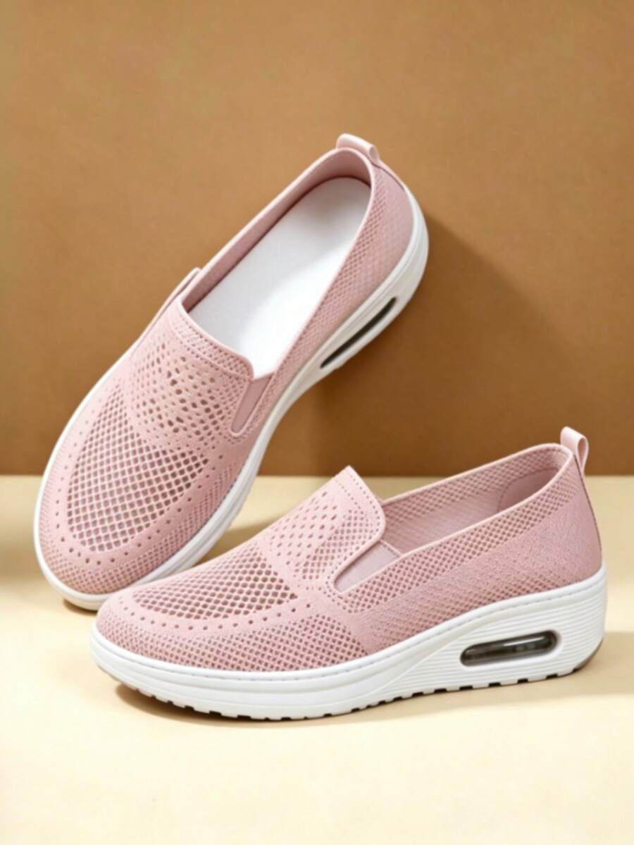New Women Comfortable Breathable Low-Top Casual Sneakers, Preppy College Style Fashion Vacation Street Wear - 粉色 - 查看 1