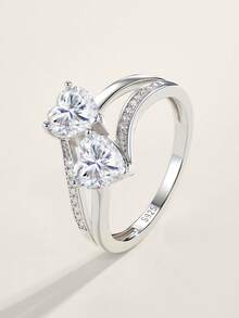 Moissanite Ring For Women, 925 Sterling Silver Hypoallergenic, Luxury Niche Design, Valentine's Day Birthday Gift For Girlfriend Wife Mother, Gift Box Packaging With Certificate - Silver - View 7