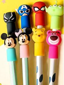 Disney 1/3/6入 3件/盒 塑料與軟矽膠卡通筆帽 可愛小熊維尼與漫威鉛筆套 適合兒童 - DSN筆帽 - 查看 8