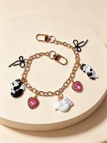 1pc Cute Cat Bag Chain, Bag Extension Chain, Wallet Chain Replacement, 11 Inch Short Chain, Enamel Flower Pendant, Bag Handle Extender, Decorative Bag Chain, Suitable For Wallet Handbag Crossbody Bag, Gold Chain - Multicolor - View 10