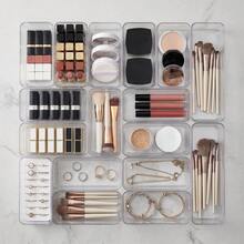 Multiple Combination Transparent Drawer Storage Boxes, Cosmetic Organizer Boxes, Freely Combinable Dividers, Convenient Placement, Organizing Boxes For Office Desk Drawer Bedroom Storage - Clear - View 4