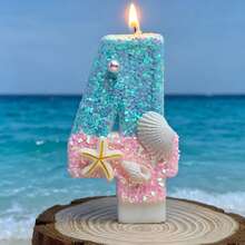 海洋系列藍色沙灘數字蠟燭 0-9，適用於生日蛋糕裝飾、節日派對、生日派對、成人派對、畢業典禮 - 查看 6