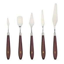 5pcs Professional Painting Palette Knife Set, Red Brown Palette Knife Set, High-Quality Solid Wood Handle Professional Painting Scraper Set - Sets - View 9