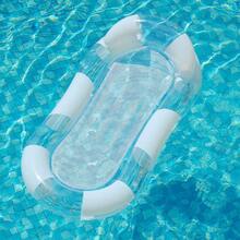 Flotador inflable para piscina con bloques de color crema, malla transparente con purpurina, tumbona acuática - Blanco - Ver 7