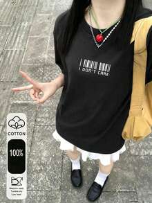 Perfect For Summer Outfits: Y2K Short-Sleeved T-Shirt, Lightweight Top With Excellent Breathability. - Black - View 1
