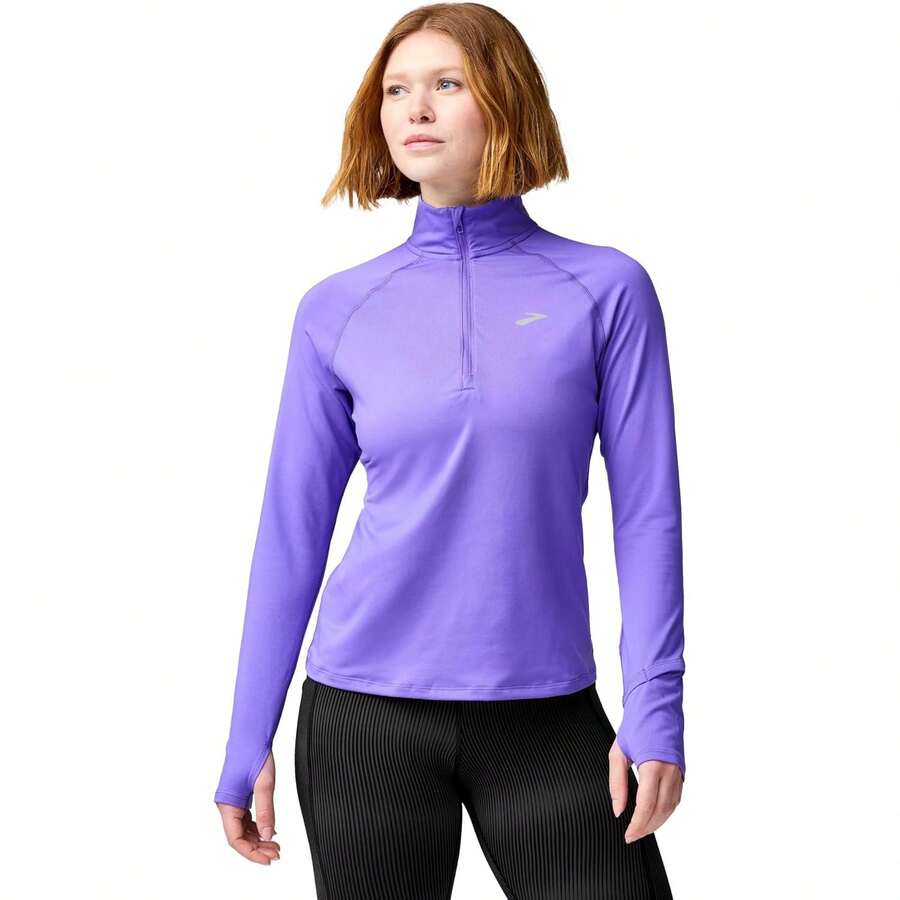 Brooks Women's Dash 1/2 Zip 3.0, Long Sleeve Running Top, UPF 50+ Sun Protection, Soft Sweat-Wicking Fabric & Watch Window Variant 1 - Violet - View 1