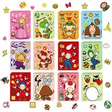 SUPER MARIO BROS. 12pcs Cartoon Game Face Changing Puzzle Stickers, Creative Stickers, Children's Handmade Play Tent Accessories - Multicolor - View 2
