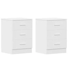vidaXL 2X Nachtschrank 3 Schubladen Nachttisch Nachtkonsole Nachtschränckchen Nachtkommode Couchtisch Weiß 38x35x56cm Holzwerkstoff - White - View 12