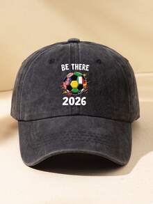 1pc Unisex 2026 World Cup Black Multi-Color Football Print Outdoor Casual Fashion Adjustable Size Sun Protection Soft Vintage Distressed Street Party Gathering Washed Baseball Cap Dad Hat Youth Cap Suitable For Daily Wear Versatile Camping Beach Travel Football Match Cheering - A - View 17