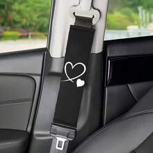 2pcs Car Heart-Shaped Seat Belt Shoulder Pads - Comfortable & Durable All-Season Use, Suitable For Driver & Passenger, Adjustable Seat Belt, Fashionable Car Interior Accessory - A - View 3