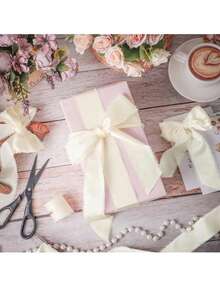 4/3/1 Roll Beige Handmade Brushed Edge Tassel Chiffon Ribbon, Suitable For Wedding Invitations, Bridal Bouquets, Gift Wrapping, DIY Crafts, Bow Making, Wedding And Event Background Decoration, Valentine's Day/Girlfriend's Day/Bachelorette Party Balloon And Gift Decoration, Birthday Party, Table Centerpiece Decoration, Bedroom And Living Room Decor, Holiday Decoration Essential - Multiple Styles - View 4