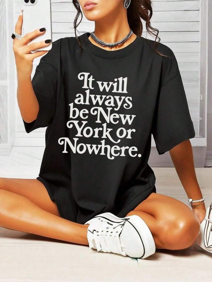 "New York Or Nowhere" T-Shirt, Vintage Inspired New York T-Shirt, Souvenir T-Shirt, Retro New York T-Shirt, Travel Gift - 黑色 - 查看 1