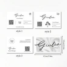 Double Sided Custom Business Cards, Personalized QR Code Visiting Cards, Custom Print Name Phone Address Logo Text Info, Customizable Professional Name Cards For Workplace Office Company Staff Business Marketing Networking Personal Promotion Cards - Customized Business Cards - View 2