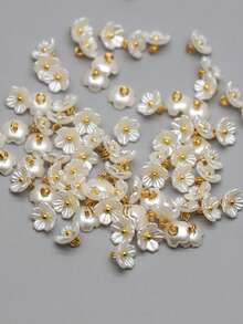 15pcs Pearl Color Round Flower Pendant. Jewelry Making Accessories For Bracelets - 15 Round Flowers - View 3