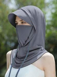 1pc Unisex Sun Protection Face Mask Hat Combo, Summer Sun Hat For Women, Full Face Ice Silk Breathable Neck Gaiter, Driving Cycling Face Cover Neck Guard, Suitable For Daily Outings, Shopping, Travel, Sun Protection - Multicolor - View 10