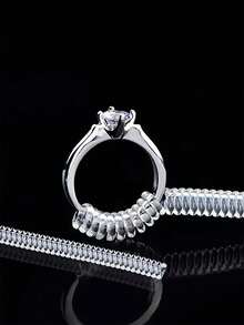 4 Sizes Invisible Ring Size Adjuster, Clear Spiral Ring Reducer Tightener For Loose Rings, Adjustable Jewelry Sizer Guard Fits Most Rings - Clear - View 5