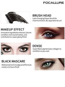 FOCALLURE 8g Volumizing Lengthening Thickening Mascara, Mixed With Lengthening Microfibers, Extremely Waterproof, Sweat-Proof And Tear-Proof, All-Day Smudge-Proof And Non-Fading, Buildability, Free Layering, Instantly Lifts Lashes And Long-Lasting Curl - #BLACK - View 7