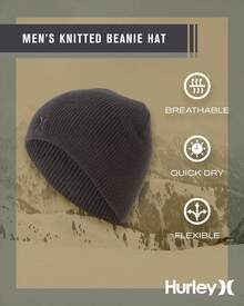 Hurley Men's Winter Hat - Classic Icon Beanie - Black/(Black) - View 2