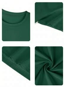 1 pieza Camiseta holgada y cómoda con estampado de la bandera de Brasil para mujer, top Y2K Blokecore de manga corta y cuello redondo, adecuada para deportes, vacaciones y atuendos casuales de calle - Verde Oscuro - Ver 4