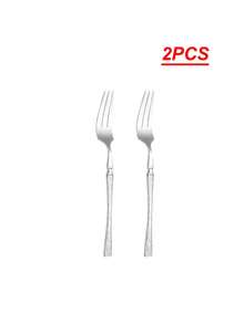 2pcs/6pcs/12pcs Stainless Steel Dessert Forks Suitable For Kitchen, Restaurant, Wedding, Party, Holiday Gift - Silver - View 6