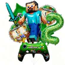 New Square World Steve Pixel World MC Theme Party Digital Balloon Set Birthday Party Decoration Balloons - View 17