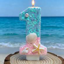 海洋系列藍色沙灘數字蠟燭 0-9，適用於生日蛋糕裝飾、節日派對、生日派對、成人派對、畢業典禮 - 查看 3