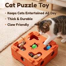 Cat Toy Self-Entertainment Boredom Relief Gadget, Kitten Pet Cat Puzzle Maze Felt Box With Hole, Teasing Bell Ball - View 11