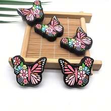 10/20/25Pcs Butterfly Shaped Beads Set - Includes Butterfly Shaped Main Beads And Round Beads, Multiple Colors Available, Suitable For DIY Jewelry Accessories And Handmade Crafts - Multicolor - View 10