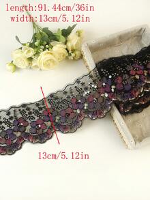 1 Yard, 2 Yard, Tersedia 9 Warna, Kain Organza Potongan Bordir Komputer Baru dengan Aksesoris Bordir, Manik-manik Tabung, Potongan Kristal, Kain Jala, Renda Bunga Gradien yang Indah, Lebar: 13cm/5.12in - A - View 21