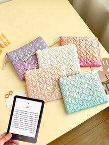 1件裝彩色愛心絎縫 6/6.8/7 吋電子閱讀器保護套收納袋 Kindle 配件數位收納包手機包 SA569P Paperwhite 專用保護殼 - 彩色 - 查看 1